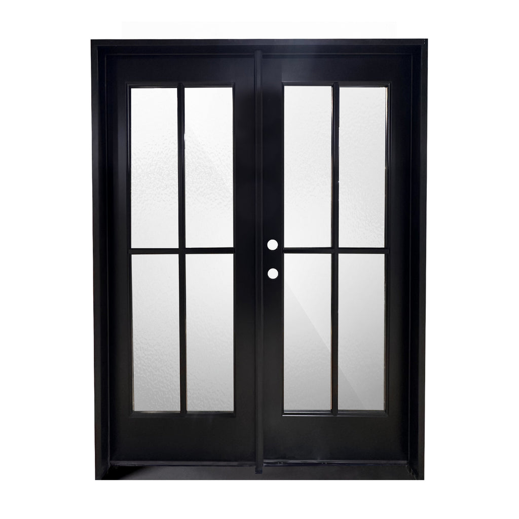 Clear Glass, Double Door, 4 Glass Panes, Black frame, Full View, Low E Glass