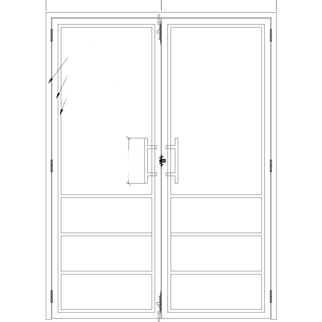 Interior Use Only, Iron Door with frame Included, Double Door, 8 Lite, No Lock, Clear Tempered Glass, Black Door and Frame, Single Pane, CAD