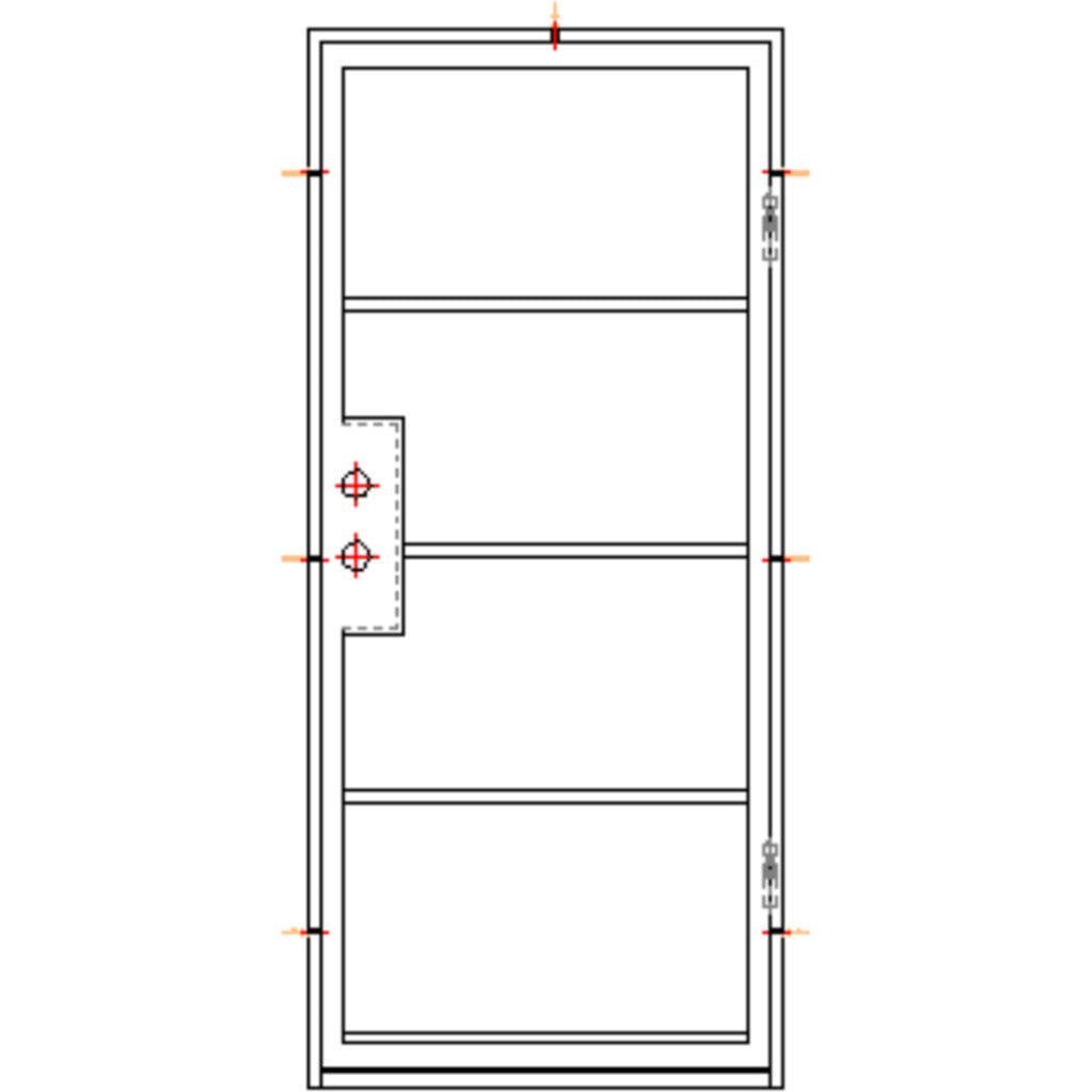 Exterior Iron Door, Single, 4 Lite, Clear, Low E Glass, 6 inch Jamb, Matte Black Finish Door and Frame, CAD