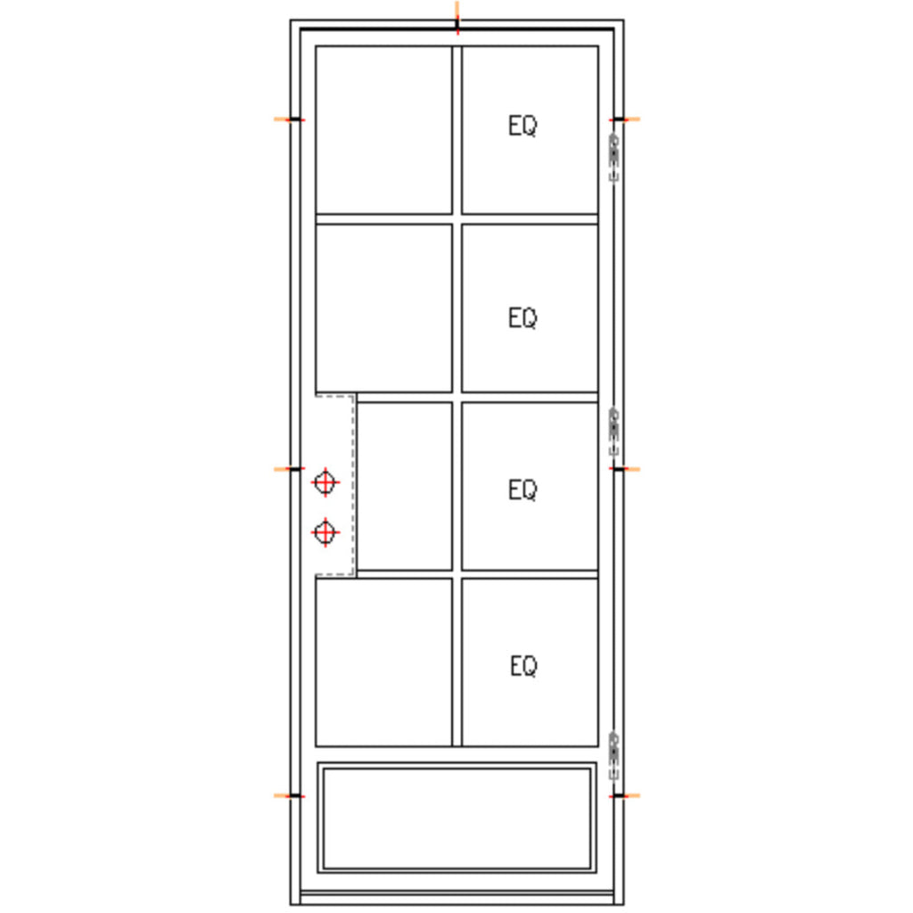 Single Exterior Iron Door, 6 Lite over single Panel, 6 inch Jamb, Matte Black Door and Frame, Clear, Low E Glass, CAD