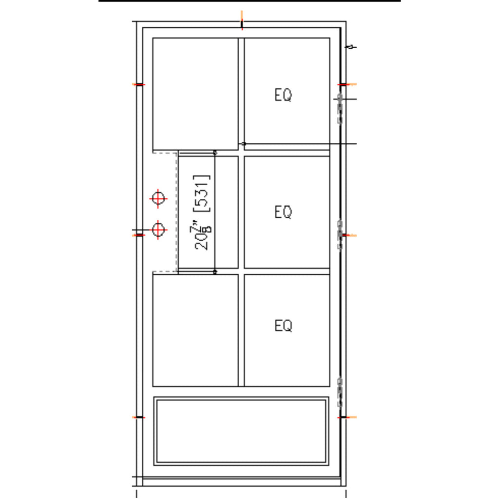 Single Exterior Iron Door, 6 Lite over single Panel, 6 inch Jamb, Matte Black Door and Frame, Clear, Low E Glass, CAD