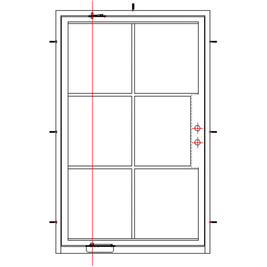 Exterior Iron Door, Full View, Single Door, 8 Lite, Matte Black Door and Frame, 6 inch Jamb, Low E Glass, Pivot Door Swing, CAD